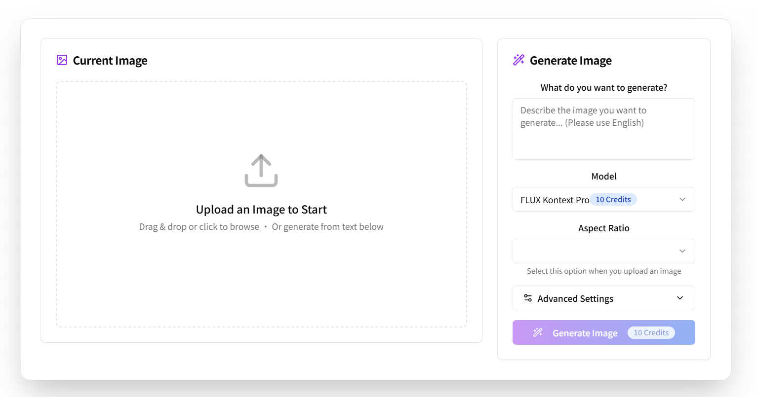 FLUX Context application interface and features