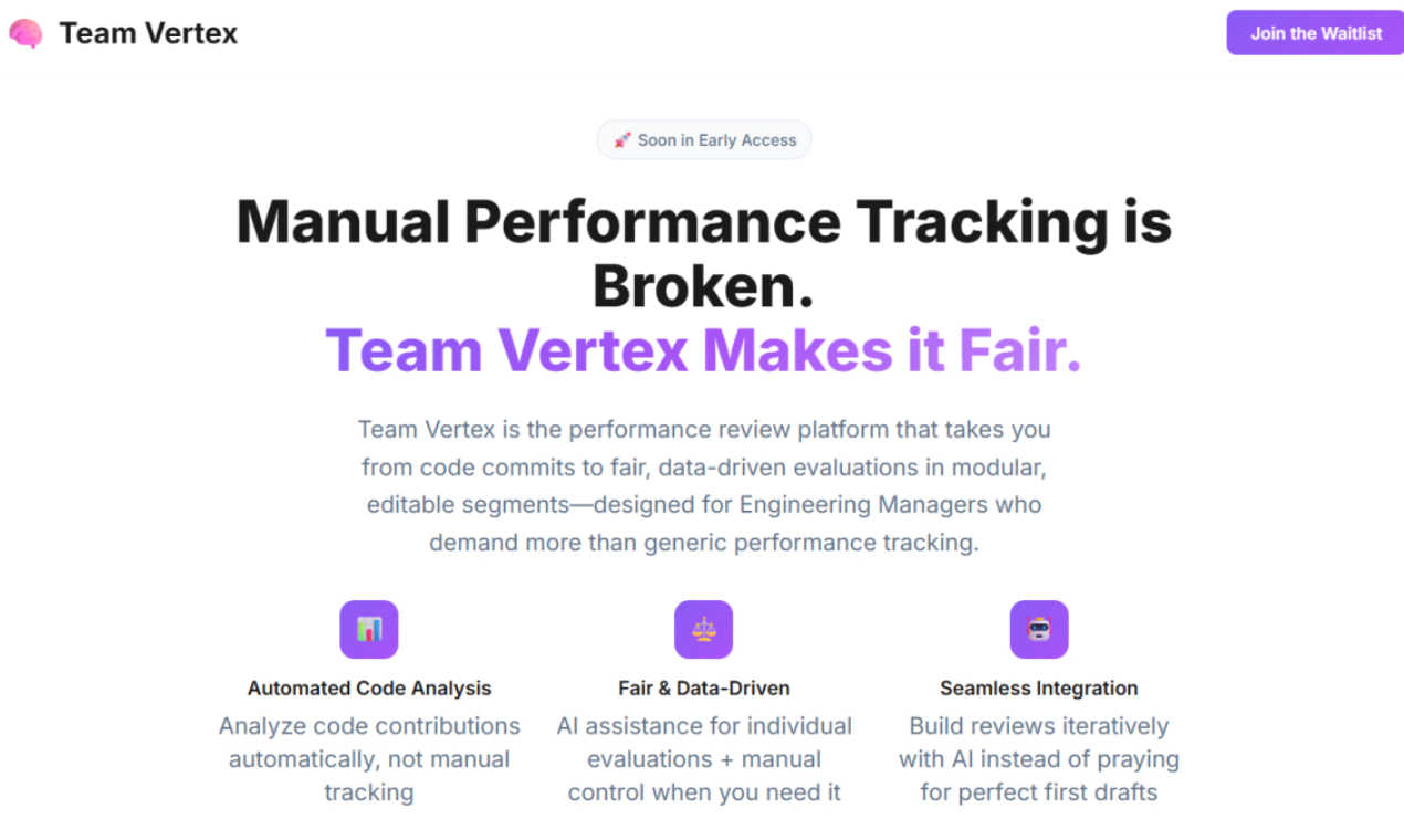 Team Vertex application interface and features