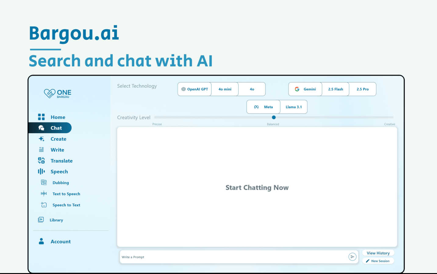 Bargou One application interface and features