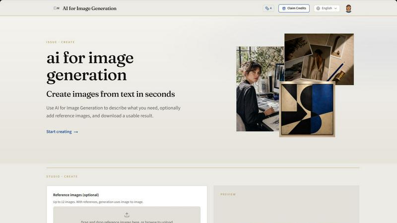 AI for Image Generation application interface and features