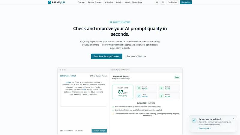 AIQualityHQ application interface and features