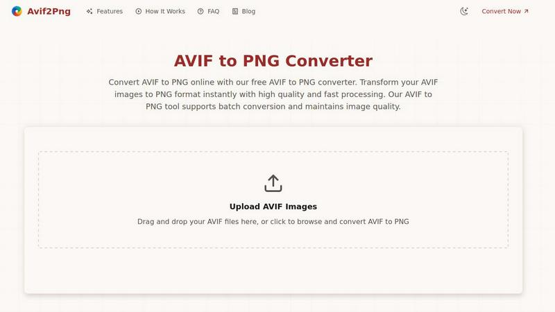 Avif2Png application interface and features