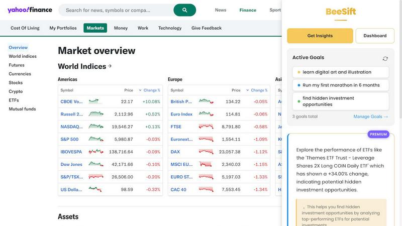 Beesift application interface and features