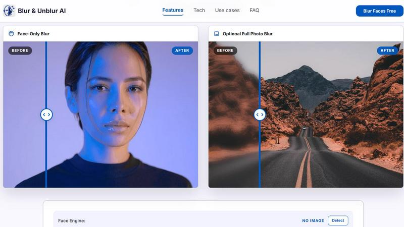 Blur & Unblur AI application interface and features