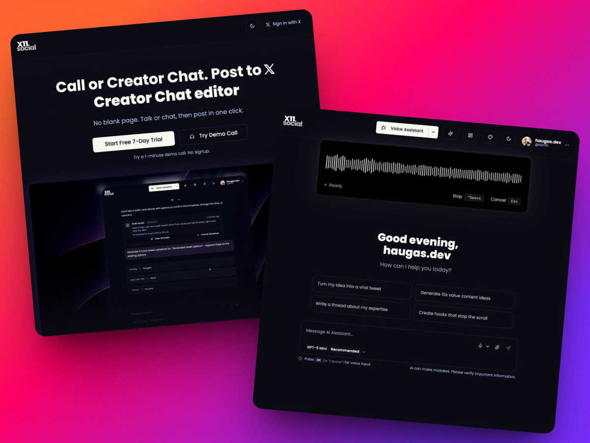 X11.social application interface and features