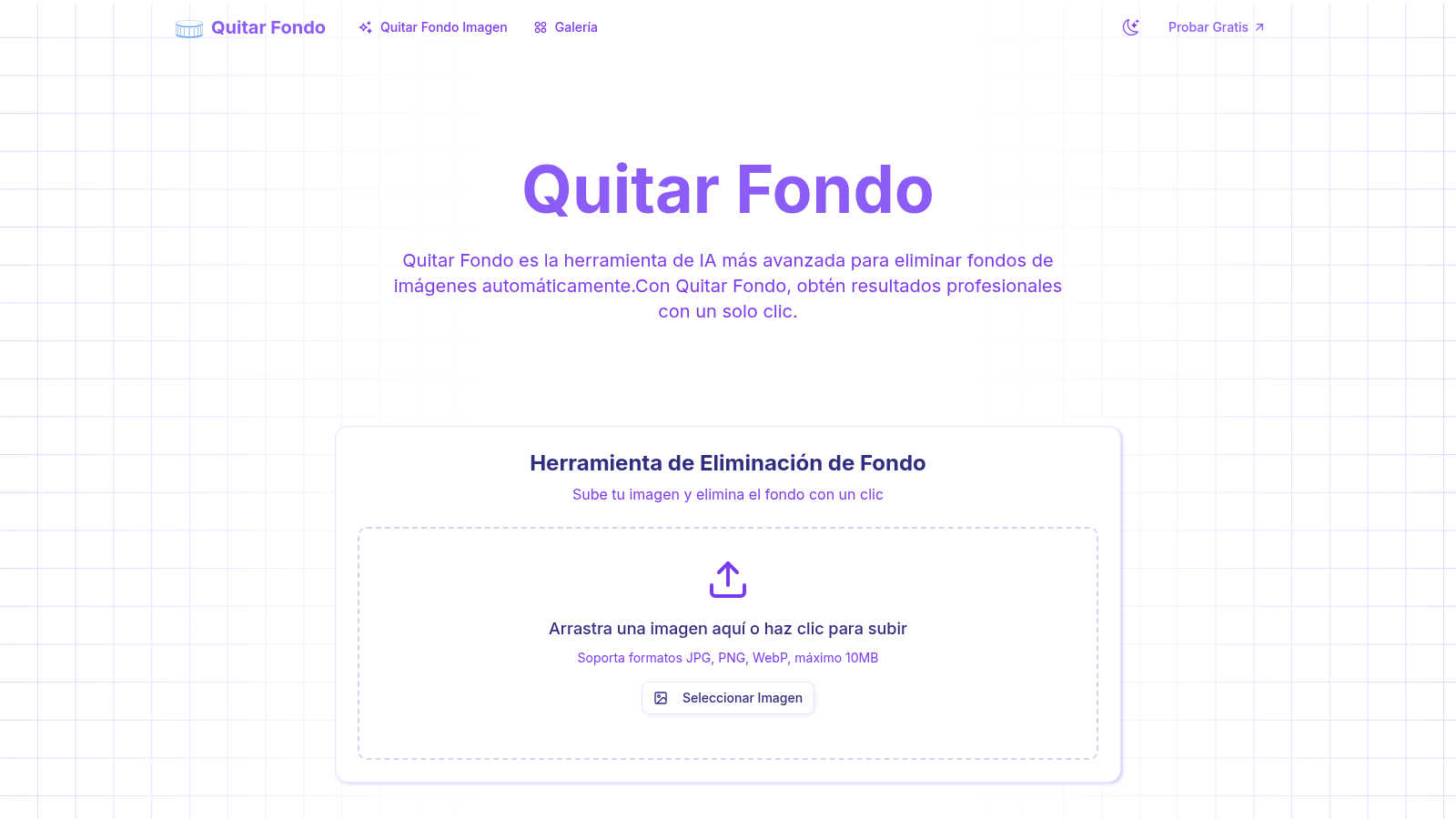 Quitar Fondo application interface and features