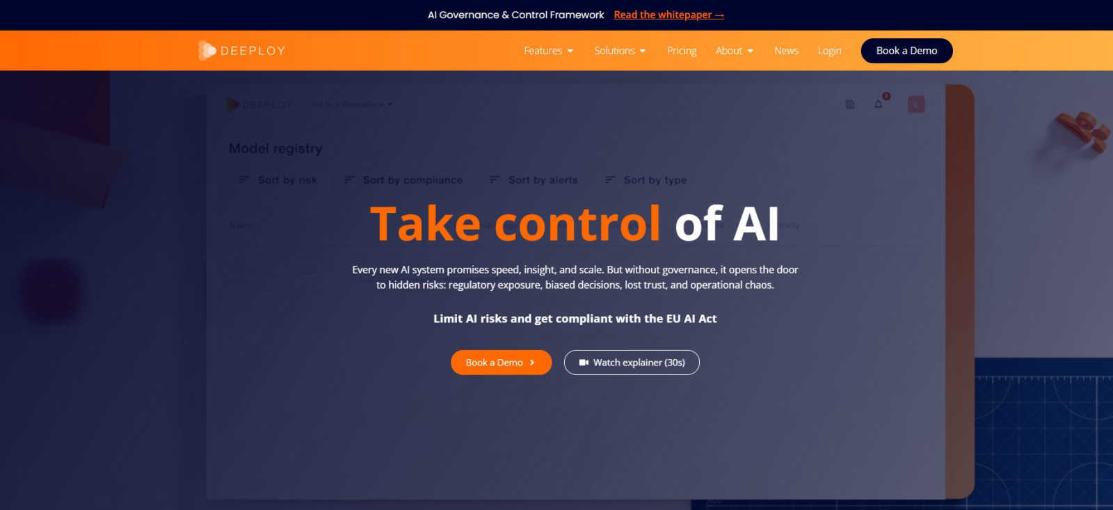 Deeploy application interface and features