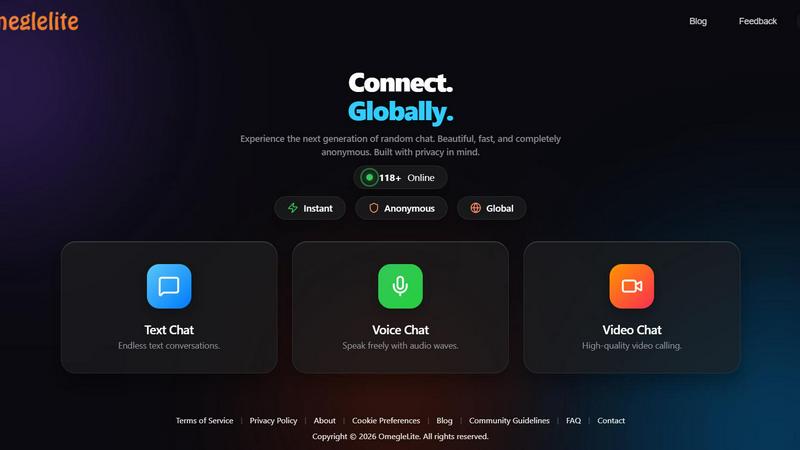 omeglelite application interface and features