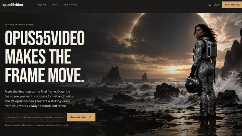 opus55video application interface and features