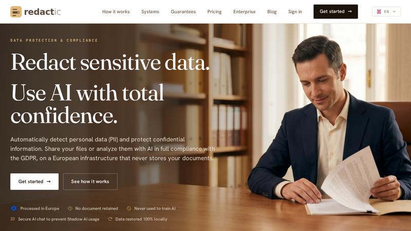 Redactic application interface and features