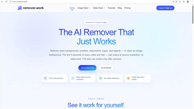 remover.work application interface and features
