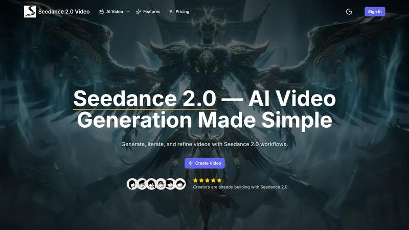 Seedance 2.0 AI Video Generator application interface and features