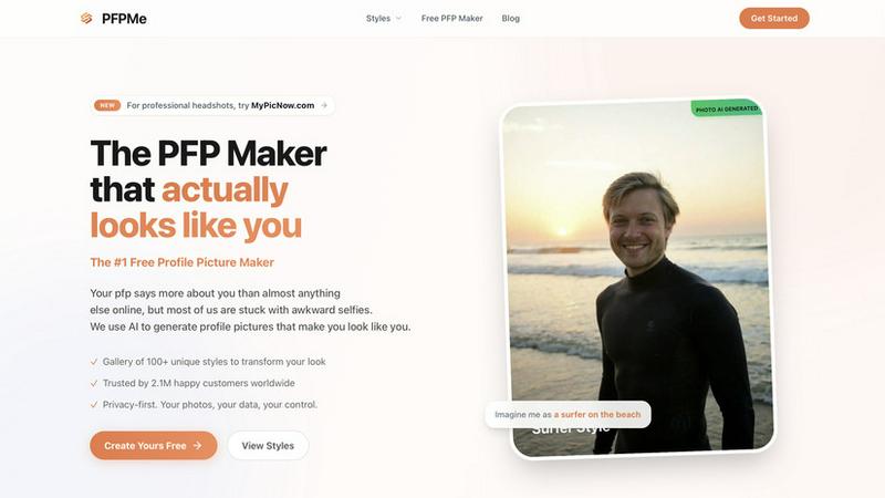 PFPMe application interface and features